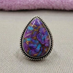 Purple Copper Turquoise Ring, Handmade Ring, Christmas Ring, Unique Ring, Lovely Ring, Wedding Ring, Engagemant Ring, Statement Ring