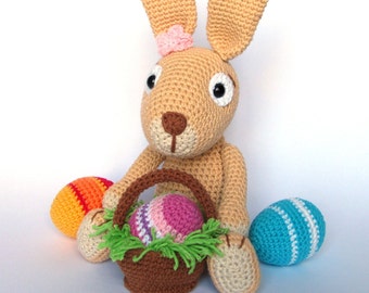 Easter Bunny with Easter Eggs Crochet Pattern / Amigurumi