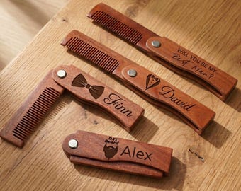 Personalisierter Taschenkamm aus Sandelholz für Männer mit Gravur