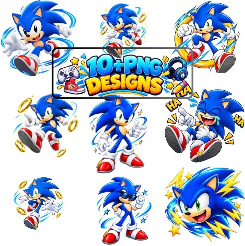 Sonic File Icon Sonic PNG Bundle, Sonic the Hedgehog PNG, 10+ Sonic Character Clipart ...