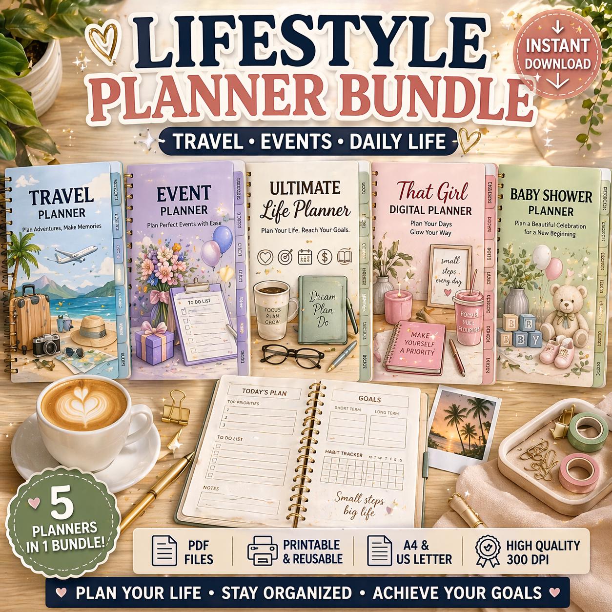 Life Planner Bundle Printable | Travel, Event & Daily Life Planner ...