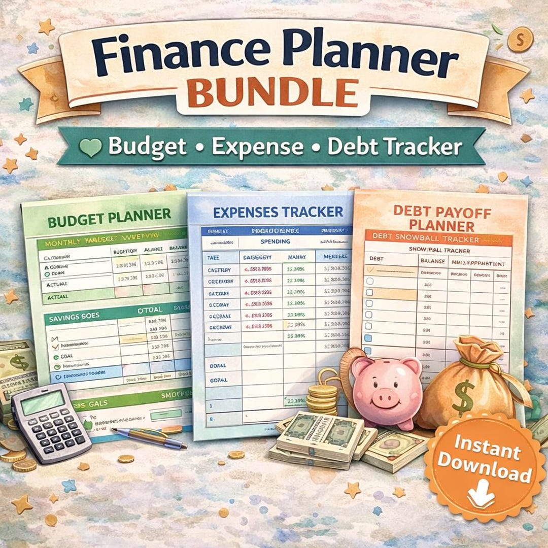 Finance Planner Bundle Printable | Budget Tracker, Expense & Debt ...
