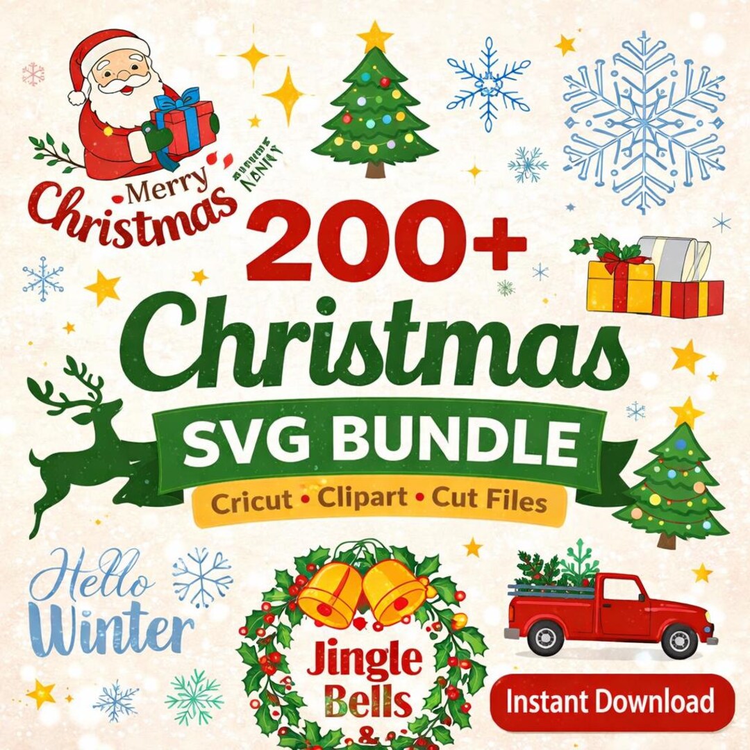 200+ Christmas SVG Bundle | Cricut Cut Files, Clipart, Silhouette & PNG ...
