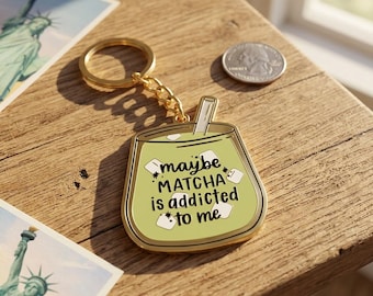 Matcha Addicted Keychain Cute Green Tea Charm Kawaii Drink Keyring Aesthetic Cafe Lover Gift Bag Accessory