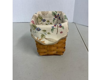 Longaberger Small Square Basket 1996 Botanical Berry Liner Plastic Protector