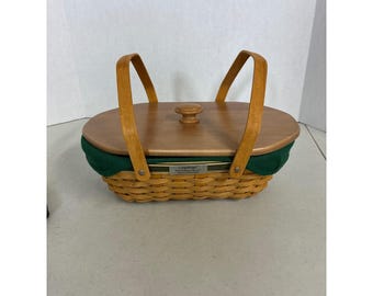 Longaberger 2006 Christmas Collection Natures Garland Basket Wood Lid Liner USA