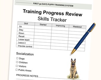 Puppy Training Progress Tracker | Dog Training Skills Tracker | Puppy Planner Printable PDF
