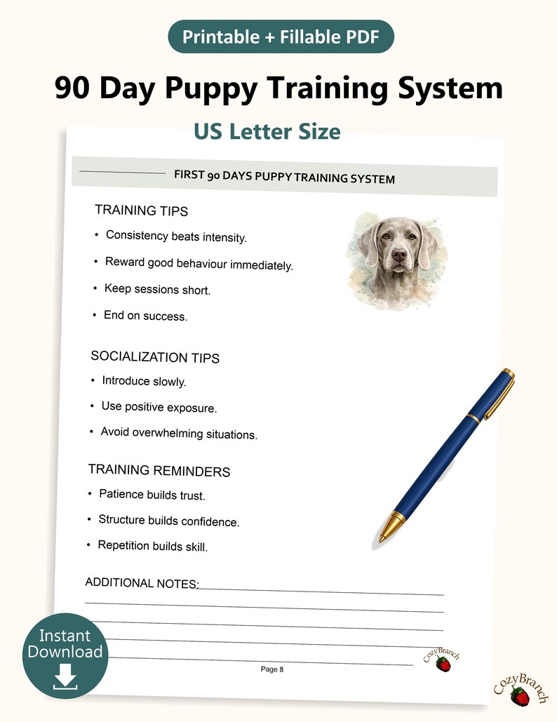 90 Day Puppy Training System | Puppy Planner Bundle | Dog Training Planner | Printable Pet Planner PDF image 6