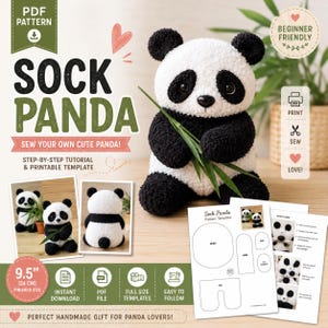 Panda Sewing Pattern | Plush Toy Tutorial, Beginner Friendly (PDF Download)