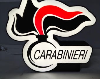 Carabinieri Flame LED Lamp - Handmade 3D Light Sign - Oath Gift, Retirement Promotion, Office Furniture, Study, USB Light