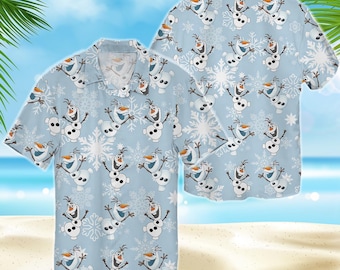 Olaf Watercolor Hawaiian Shirt, Disney Frozen Hawaiian Shirt, Disney Summer Beach Shirt, Holiday Shirt Matching Family Vacation Gifts