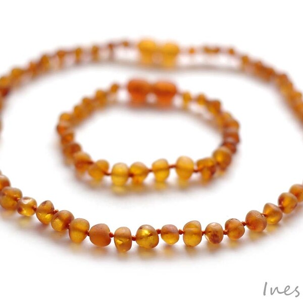 Raw Unpolished Baltic Amber Baby Teething Necklace and Bracelet/Anklet