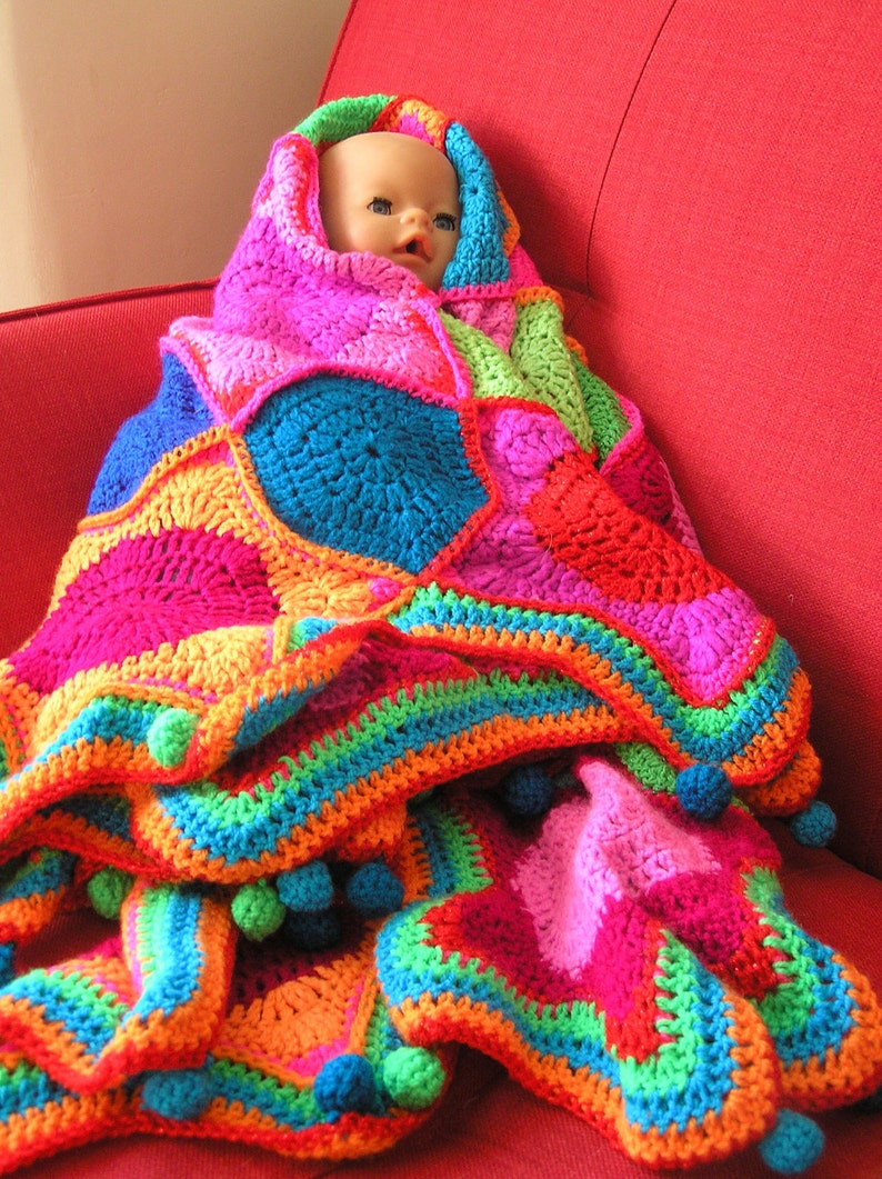 Multi coloured unique crochet blanket / throw | Etsy