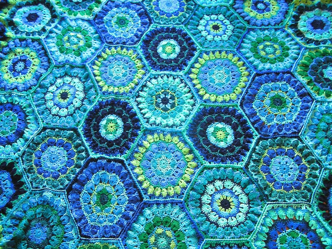 Crochet flower blanket / throw Etsy