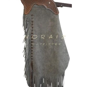 Handmade Suede Leather Chaps | Western Cowboy Fringe Rodeo Gear