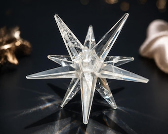 Natural Clear Quartz Merkaba Star – 12 Point Sacred Geometry Crystal (70mm)