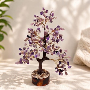 Amethyst Kristall Baum des Lebens - Heilender Edelstein Bonsai Dekor, Chakra Balance Geschenk