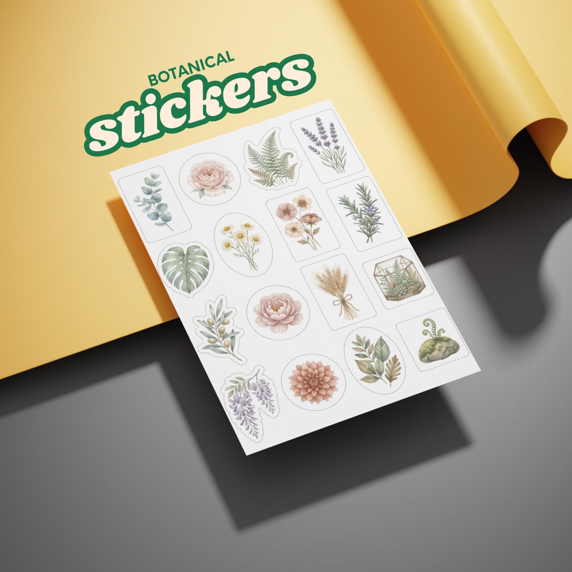 Botanical Printable Sticker Sheet · Floral Planner PDF · Nature Journal ...
