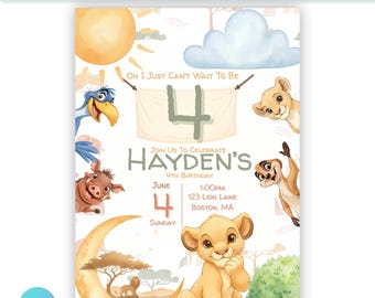 Editable Lion King Birthday Invitation | Simba Party Canva Template (Digital Download)