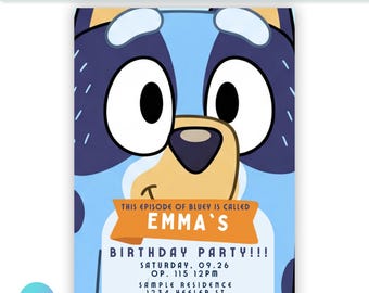 Editable Digital Invitation Birthday Bluey | Editable Canva Template | Printable Kids Party Invite Download