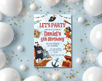 Pirate Birthday Invitation | Editable Canva Template | Treasure Hunt Party Invite | Instant Download
