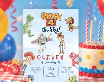 Toy Story Birthday Invitation | Reach for the Sky | Editable Canva Template | Digital Download