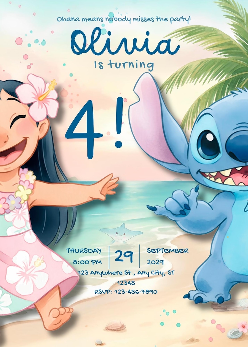 Lilo and Stitch birthday invitation
