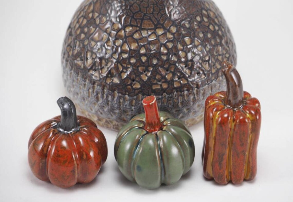 Set of 3 lovely pumpkinsDecorative ceramic pumpkinsUnique Etsy