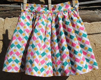 2 vintage Français Girls Cotton Cutter Jupes Couture Rétro Pour Réutilisation Années 1940 Années 1950 Années 1960