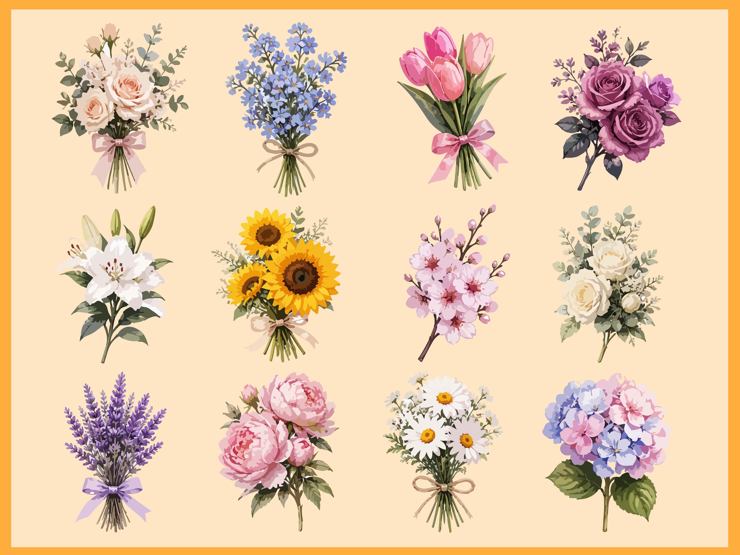 Digital Pastel Flower Stickers | Botanical Flowers for Planners ...