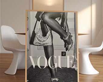 Fashion Editorial Canvas Poster, Luxury High Heel Wall Art Print, Black White Editorial Decor, Unframed Canvas Poster,Gift for Fashion Lover
