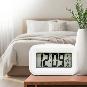 Mini digital alarm clock | silent bedside smart clock with timer | large display