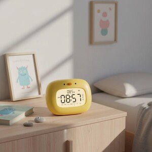 Digital Duck Alarm Clock | LED Night Light Bedside Clock | Snooze Timer, Warm White Display