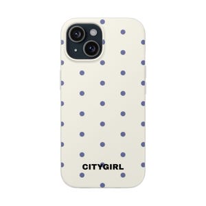 Navy Polka Dot Phone Case | iPhone Slim Case, Cream Background