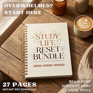 Agenda per studenti stampabile / Pacchetto per riorganizzare la vita di studio / Pagine per svuotare la mente / Agenda per ADHD in PDF / Materiale stampabile per il ritorno a scuola