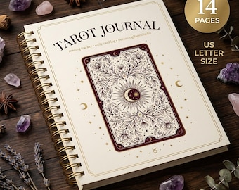 Diário de Tarot | Leitura Diária de Cartas | Folha de Exercícios de Oráculo | Páginas de Grimório Bruxo | Diário Espiritual, Planejador de Tarot DIGITAL