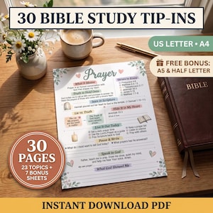 Bible Tip-Ins Printables Bundle Digital Dible Journal Supplies Study Guide Bible Tabs Insert Templates Loaded Bible tip ins for Women, Girl