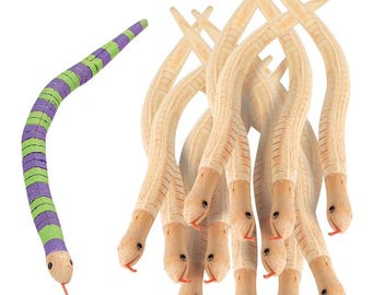 24 Pc DIY Unfinished Wood Wiggly Snake Toys–Paintable Craft Kit,Bendable Wooden Snakes, Kids Art Project,Party Favors,Classroom DIY Activity
