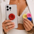 3D Button MagSafe-Compatible Phone Grip Stand, Adhesive Folding Finger Holder for Phone & Kindle.