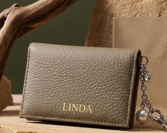 Personalized Leather Business Card Holder, Slim Credit Card Case, Corporate Gift