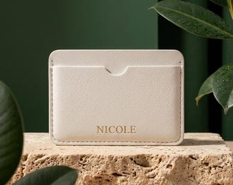 Personalized Card Holder Wallet | Custom Logo Corporate Gifts for Clients | Slim Vegan Leather | Minimalist Business Card Case