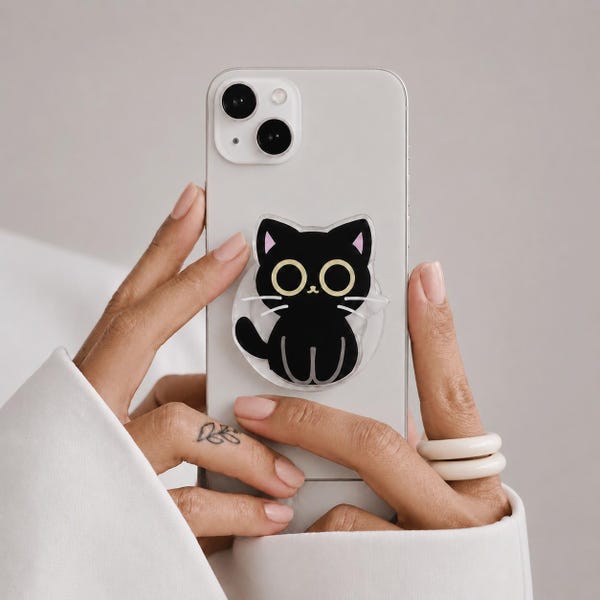 Cat Phone Grip Stand,  Magsafe Holder for iPhone Samsung Kindle, Phone Charm Accessory.