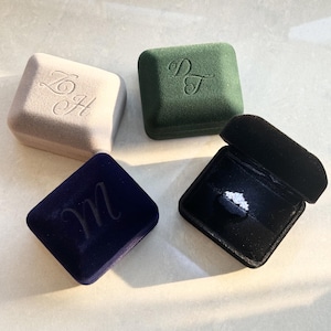 Personalized Velvet Ring Box with LED Light, Engraved Proposal Engagement Case