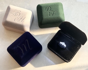 Personalized Velvet Ring Box with LED Light, Engraved Proposal Engagement Case