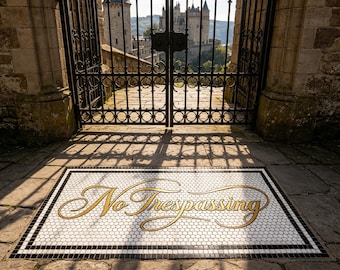 Felpudo de mosaico personalizado, cartel de "Prohibido el paso" personalizado, decoración del hogar hecha a mano