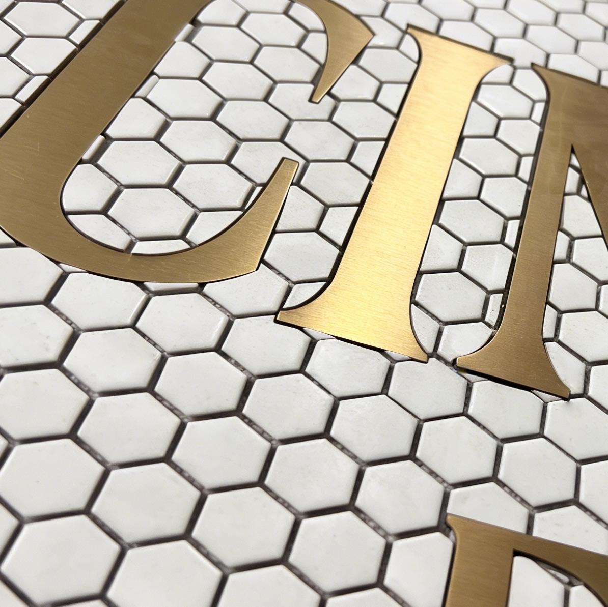Custom Mosaic Lettering Art: Ceramic & Brass Floor Tiles Personalized ...