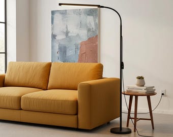 Adjustable Floor Lamp with Gooseneck, Modern Standing Reading Lamp for Living Room Bedroom Office, Minimal Task Light Home Decor
