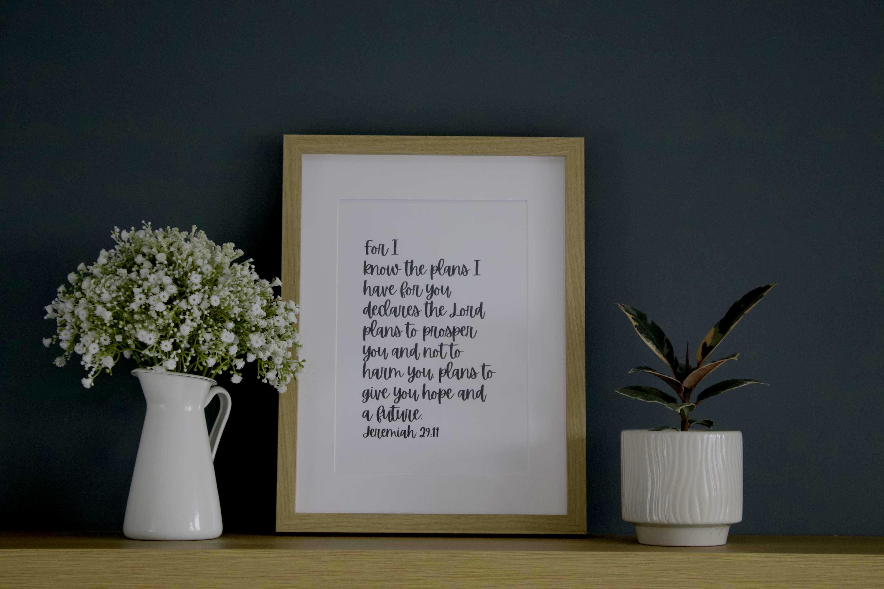 Jeremiah 29:11 Bible Verse Print – Minimalist Christian Wall Art (A4 ...