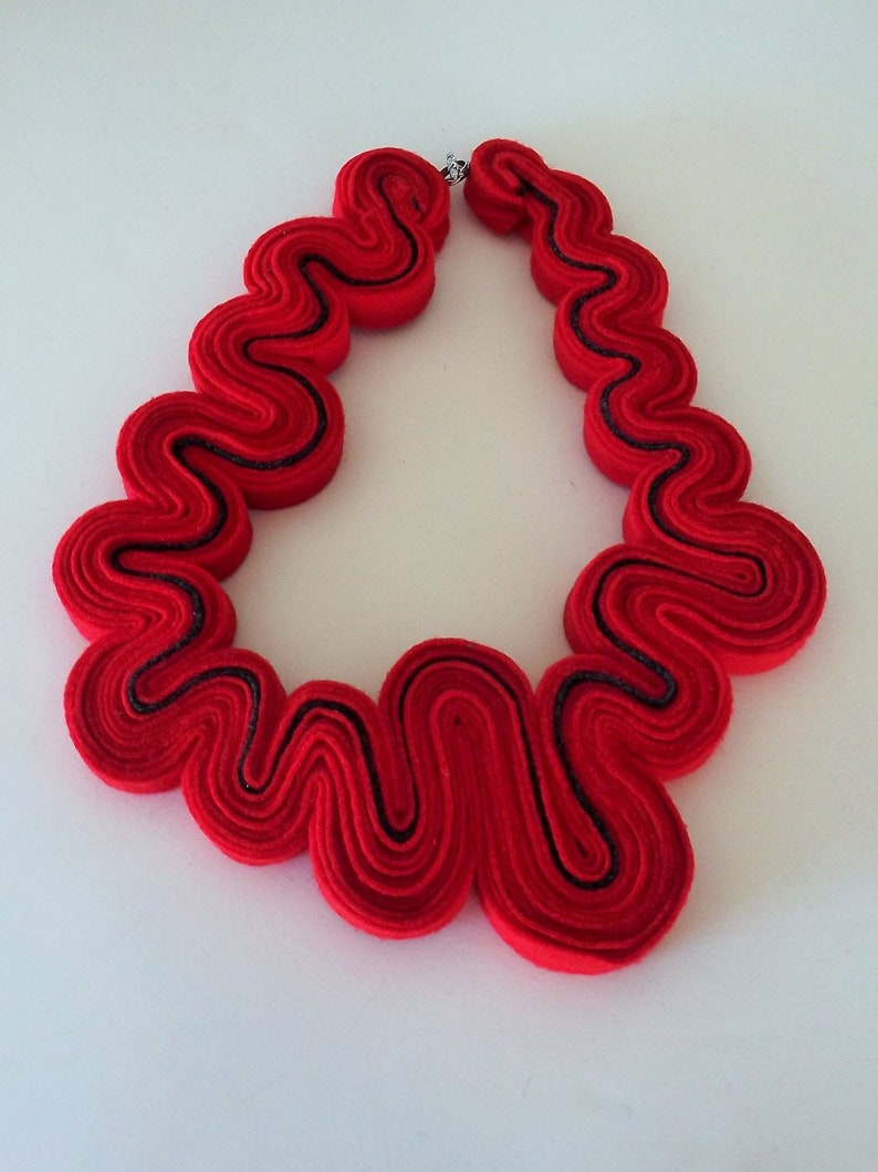 Statement Necklace Felt Necklace Felted Jewelry Recycled Eco Etsy