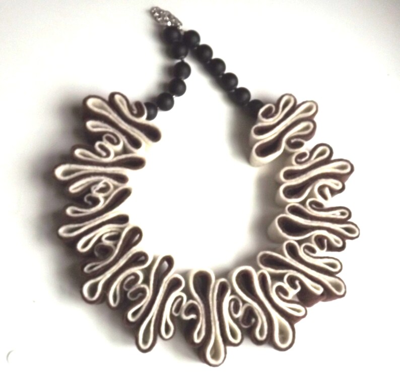 Chocolate Felt Necklace Statement Necklace Felt Jewelry Etsy